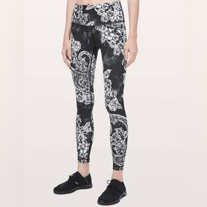 Lululemon Size 4 Wunder Under High Rise Pant Tight 28” Luxtreme Paisley Black